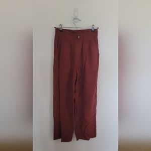Wild Fable Dusty Rose Highwaisted Pleated Wide-leg Linen Blend Trousers in XS